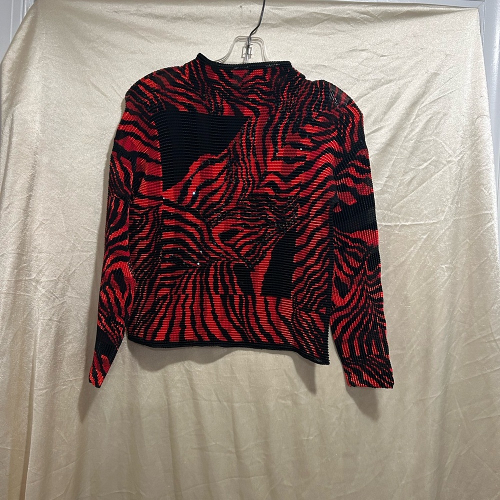 Vintage Red and Black Patterned Top